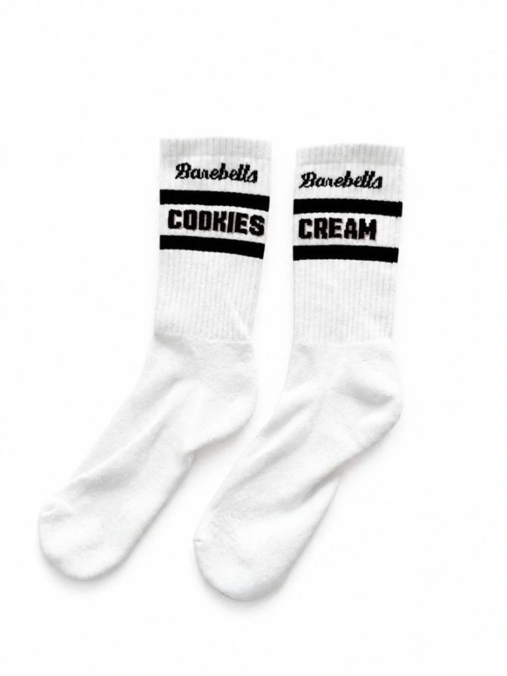 Barebells Cookies & Cream Crew Socks M/L White Black Brand New